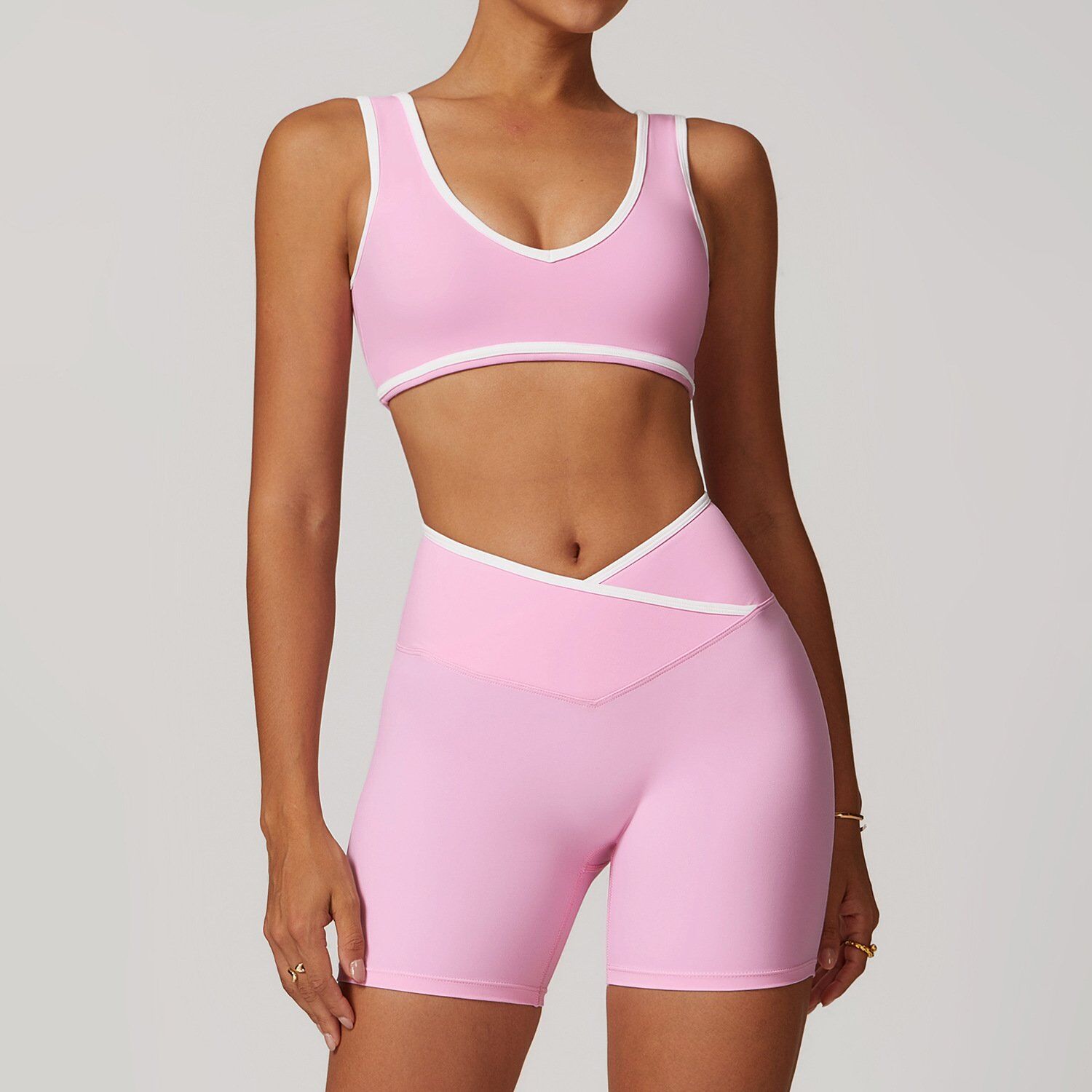 Contrast Patchwork Sports Bra Yoga Sets H006 - Image 5