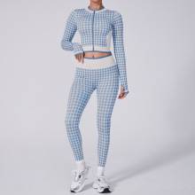 Hounds Tooth Pattern Pilate Clothes Gym Suits H025 - Image 4