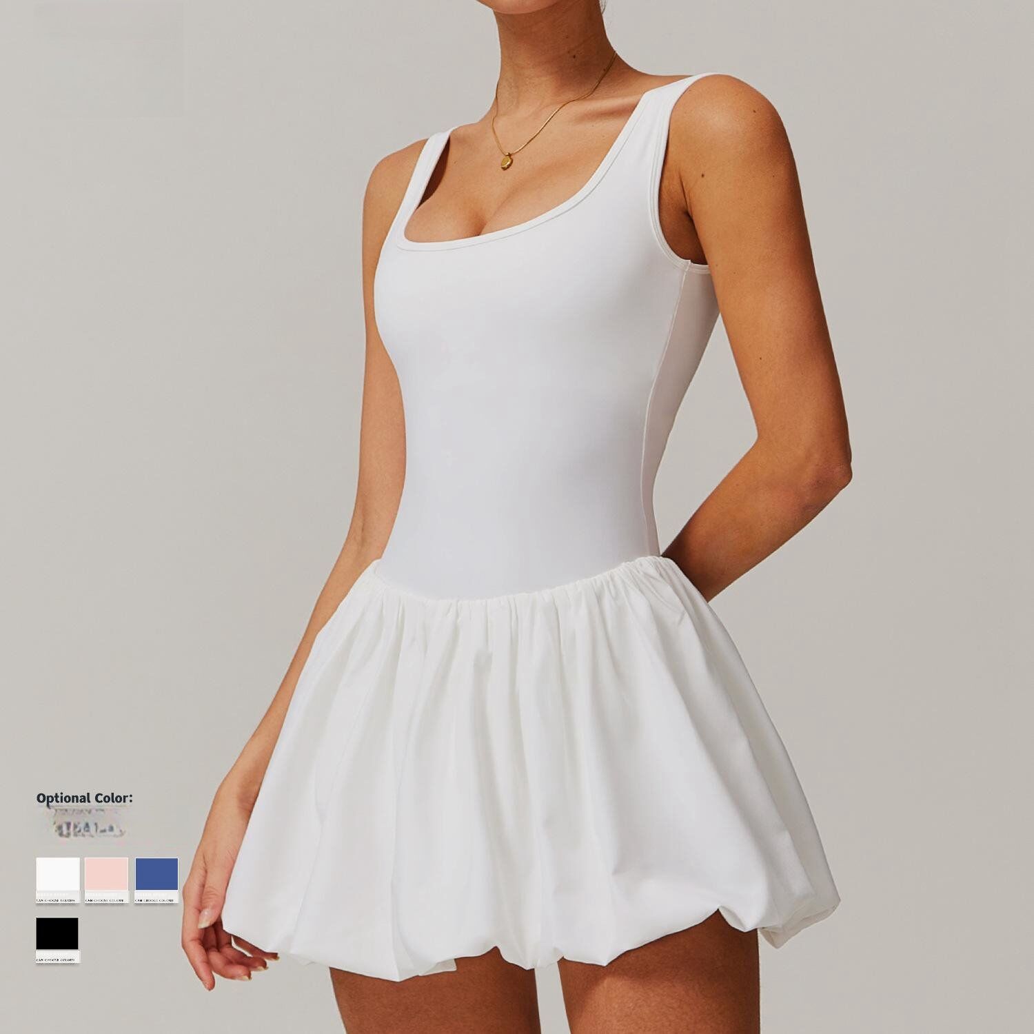 Private Label One Pieces Round Collar Flower Shorts Tennis Dress H031 - Image 2